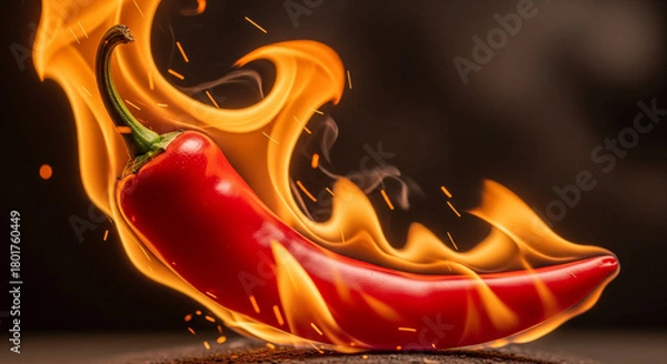 Obraz red hot chili pepper and fire