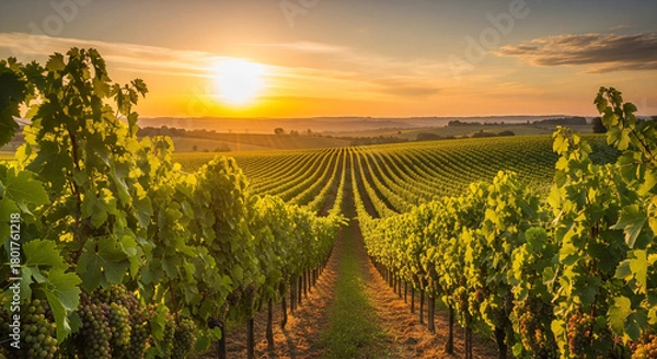 Obraz vineyard at sunset