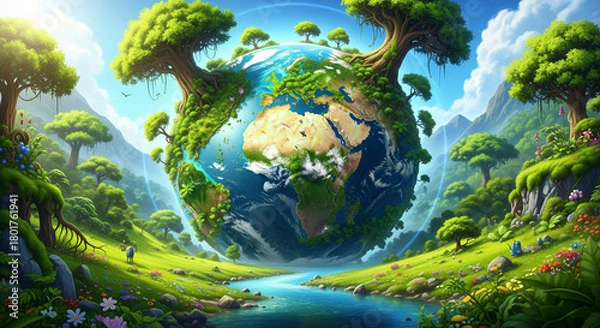 Obraz planet earth with trees