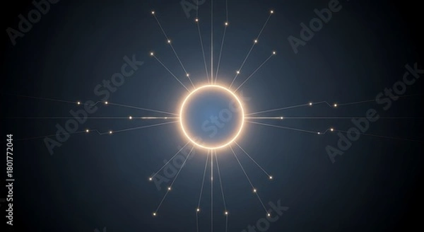 Obraz Solar Eclipse with Radiant Ring and Stellar Background