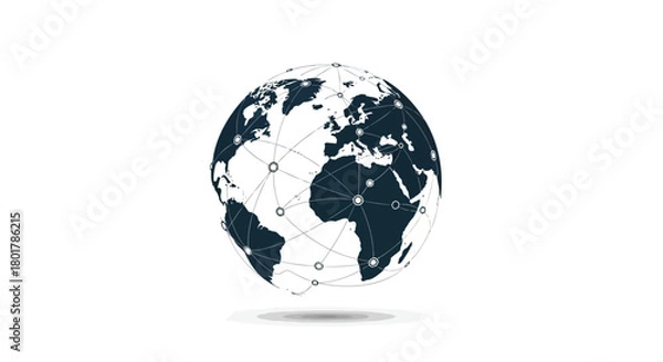 Fototapeta Abstract digital globe with connected lines and dots representing global network and communication