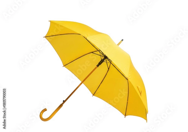 Fototapeta Yellow umbrella isolated on transparent background for rain and sun protection