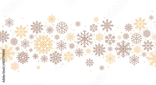 Fototapeta Christmas horizontal border with snowflakes. Vector illustration