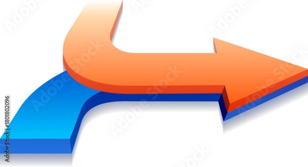 Obraz Two 3D arrows merging for coworking