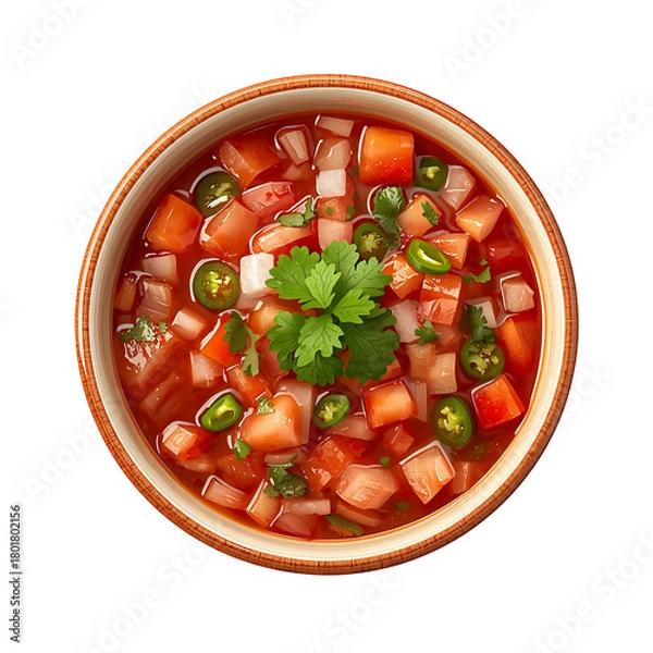 Obraz Fresh pico de gallo recipe homemade salsa with tomatoes onions cilantro and peppers on transparent background