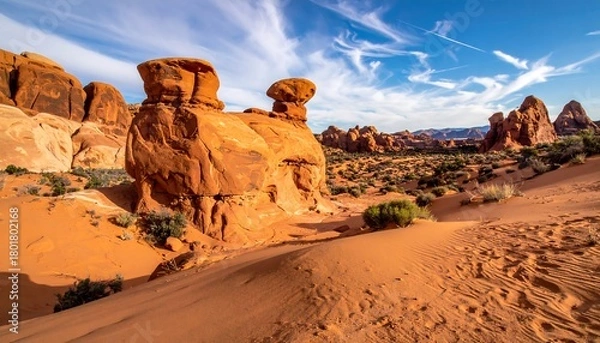 Fototapeta Arches National Parks Balanced Rock Formation in Utahs Desert.