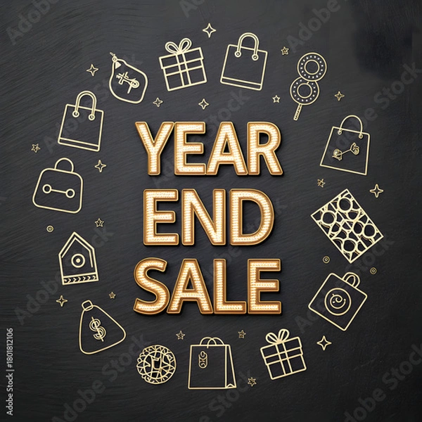 Obraz Exclusive year end sale with gifts and shopping bags for big savings now, don't miss out on great deals, shop now for the holidays and save more!