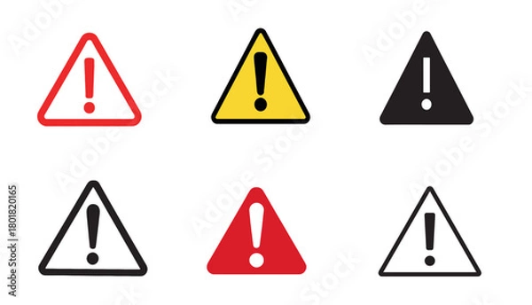 Fototapeta Set of Six Warning Triangle Symbols in Red Yellow and Black