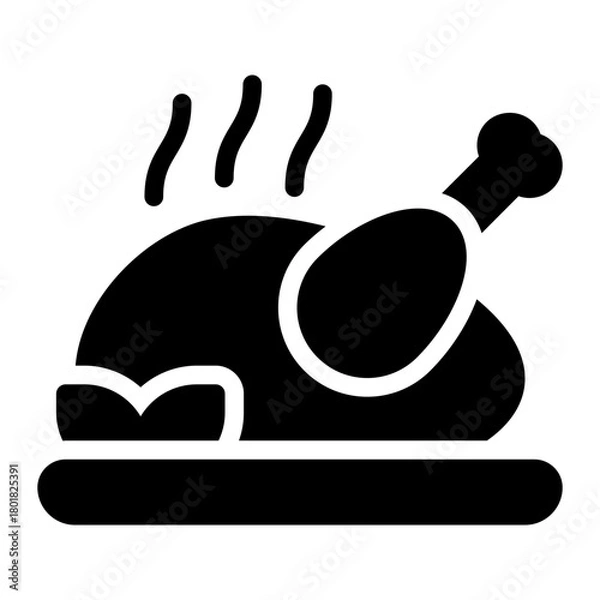 Obraz roast chicken glyph icon