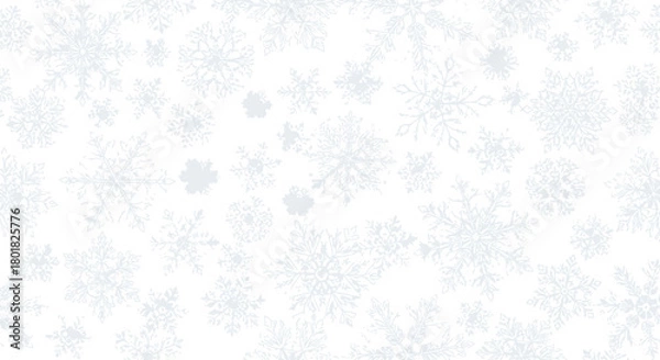 Fototapeta Seamless pattern of delicate snowflakes isolated on white background for winter design