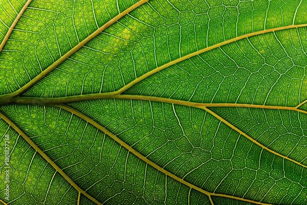 Obraz background natural texture green foliage, leaf macro structure
