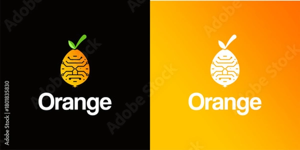 Obraz Minimalist Orange Logo with Fruit Slice Icon