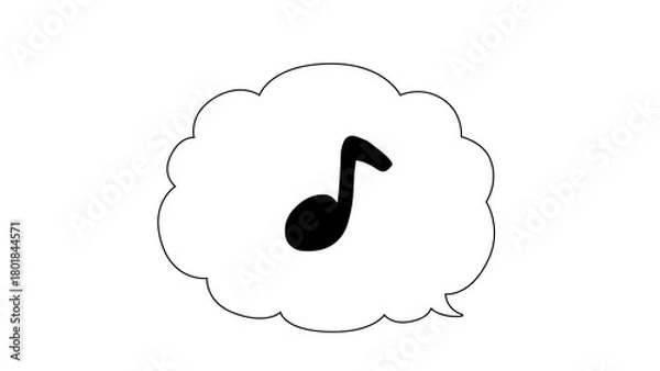 Obraz もくもく吹き出し_8分音符（背景透過）のイラスト