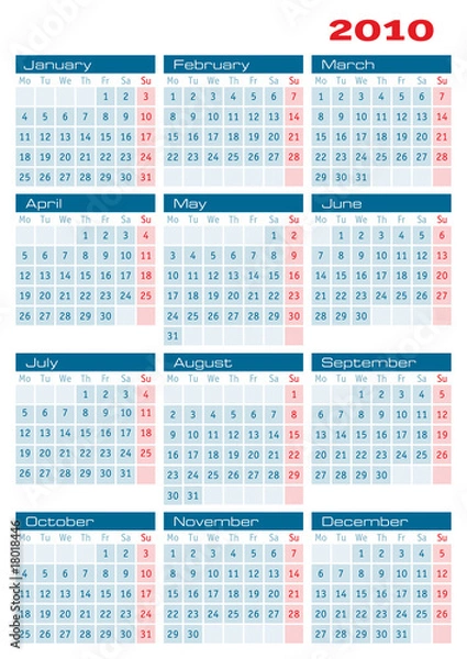 Obraz Calendar 2010 two colors
