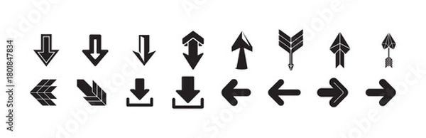 Obraz Stylized Arrow Icon Pack, Modern Blue Directional Vectors for UI, Navigation & Digital Interfaces