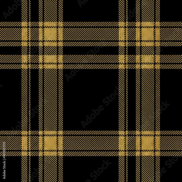 Fototapeta Elegant Dark Plaid Pattern Traditional Textile Design with Golden Yellow Accents