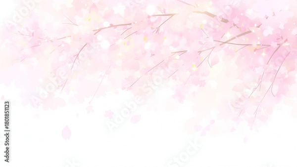 Obraz ふんわりとした水彩風の桜の背景イラスト