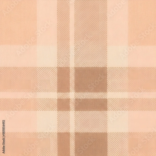 Fototapeta Soft Peach Plaid Pattern with Subtle Stripes and Cross-Sections