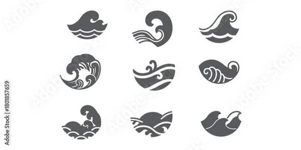 Fototapeta Vector water wave icon design set  fully editable high quality