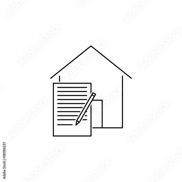 Fototapeta Lease Contract Icon. Real estate element. Premium quality graphic design. Signs, outline symbols collection, simple thin line icon for websites, web design, mobile, info graphics