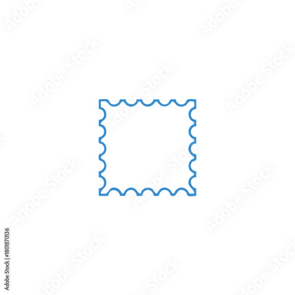 Fototapeta Blue stamp square frame for message on isolated background