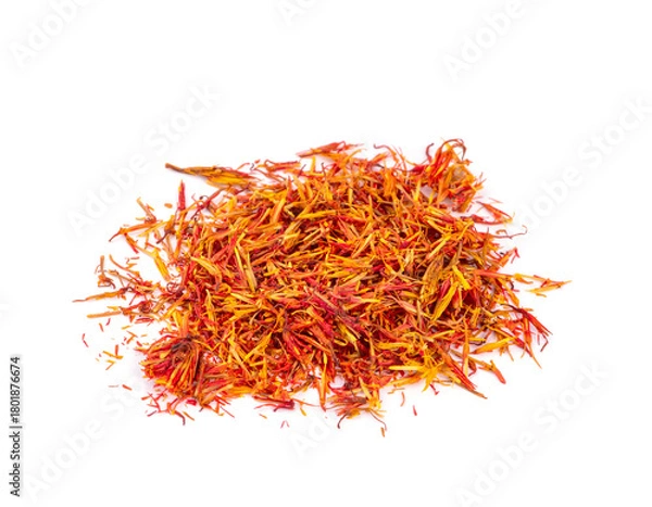 Obraz Dried saffron spice isolated on white background.