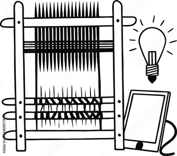 Obraz Craft, technology, and ideas: weaving tradition with digital Vector