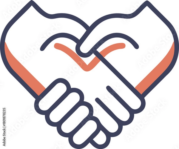Obraz Handshake forming a heart symbolizing unity, partnership, and care Vector