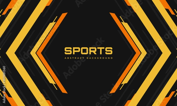 Fototapeta Yellow and orange arrows and angles on abstract modern futuristic sports background. Tech vector illustration