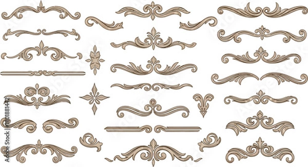 Fototapeta Collection of decorative ornaments isolated on white background for design use