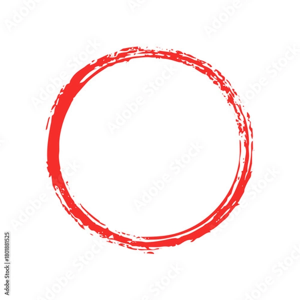 Fototapeta Hand Drawn Grunge Red Circle Isolated Graphic Element