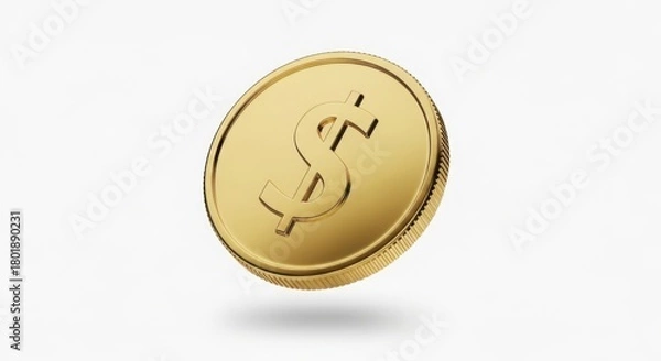 Fototapeta Gold coin with dollar sign isolated on white background for investment