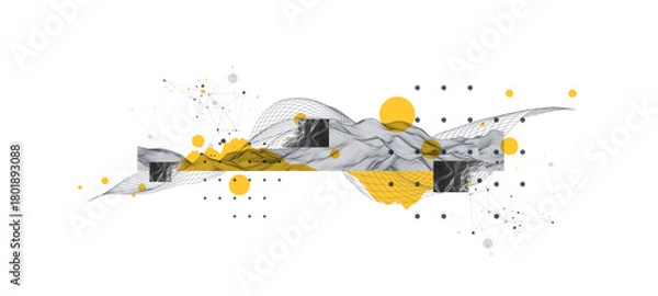 Obraz Abstract wireframe background. Modern science art elements. Surface illustration.