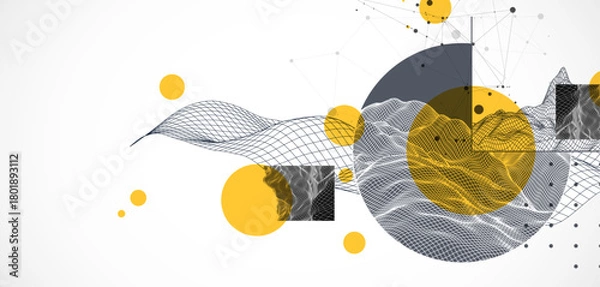 Obraz Modern science and technology background. Abstract wireframe art. Vector.