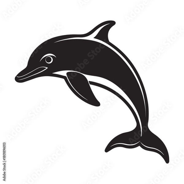Obraz Bottlenose dolphin silhouette black vector icon