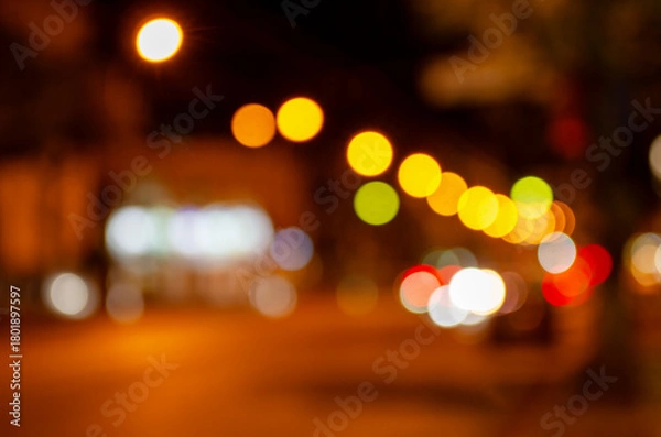 Obraz Abstract blured lights of night city