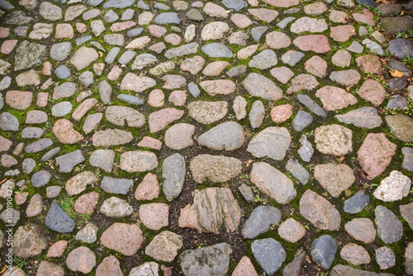 Obraz Old stone road texture close up. 