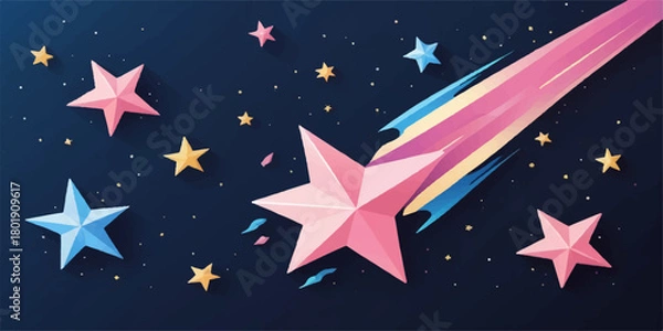 Fototapeta Stars and stripes pattern illustration with stars on a blue background for USA patriotic celebration