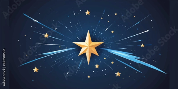 Fototapeta Dark blue starry night sky abstract background with bright Christmas snow sparkle decoration