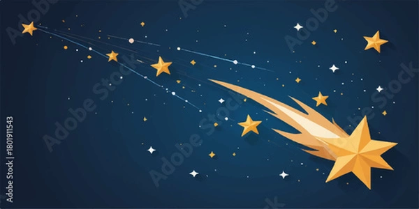 Fototapeta Golden stars on a dark blue sky illustration vector pattern