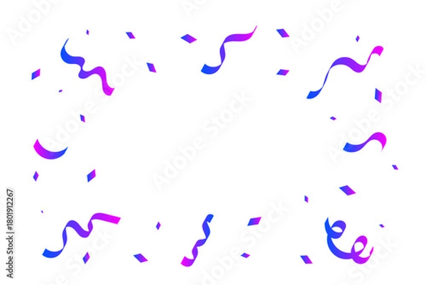 Fototapeta Colorful Confetti and Ribbon Falling on Transparent Background. Festive Celebrations. Wallpaper. Vector Illustration