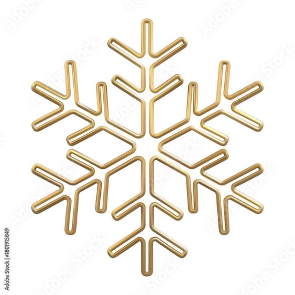 Obraz 3D Gold Snowflake Isolated