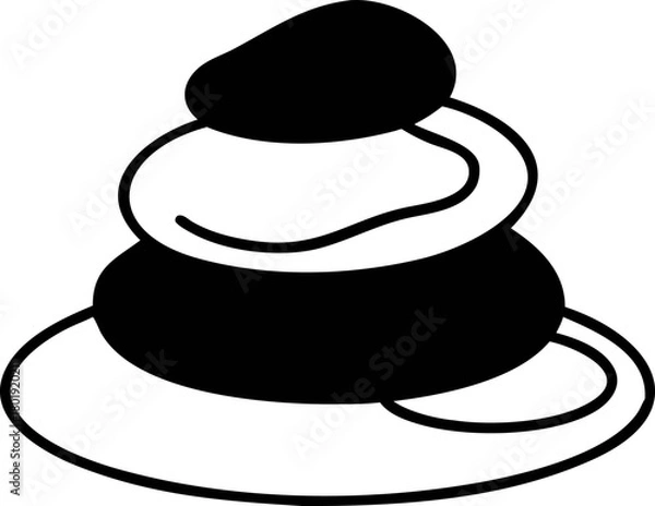 Fototapeta Minimalist balanced stone stack silhouette vector art for tranquility, meditation, and serene natural harmony graphics, zen inspired design