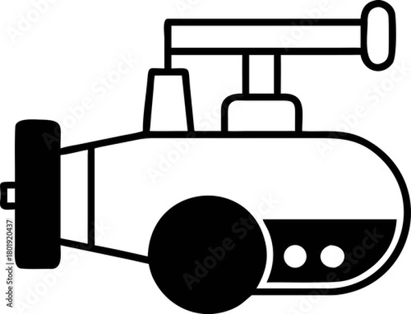 Fototapeta Whimsical Submarine Voyage A Playful Vector Icon for Creative Underwater Explorations and Adventures