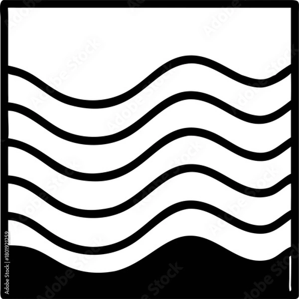 Fototapeta Abstract black liquid level symbol, a clean and modern flat vector icon with a solid wave design, perfect for digital projects and interfaces
