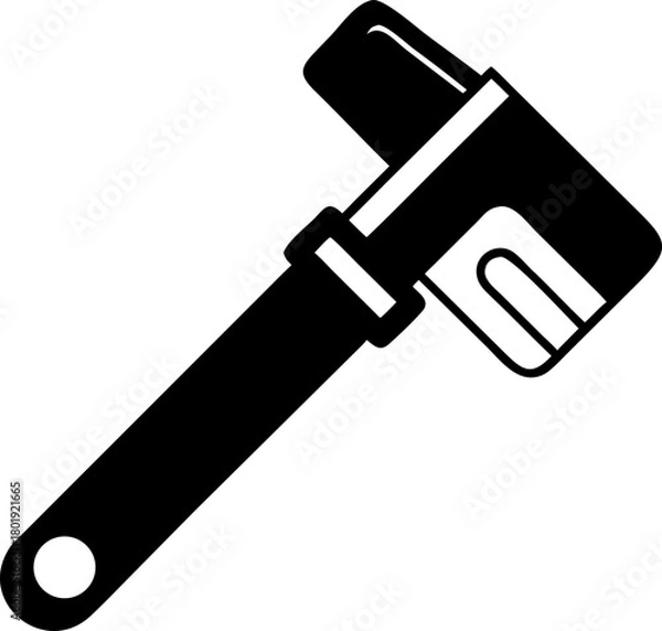 Fototapeta Solid Wrench Head Silhouette Flat Vector Icon for DIY Projects, Maintenance, and Construction Services