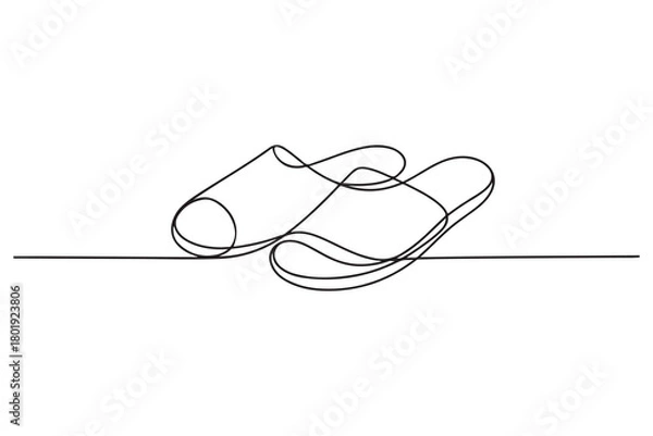 Fototapeta Sandals one line drawing simple flip flops icon vector
