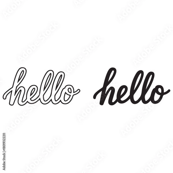Fototapeta Handwritten "Hello" Text in Two Styles on White