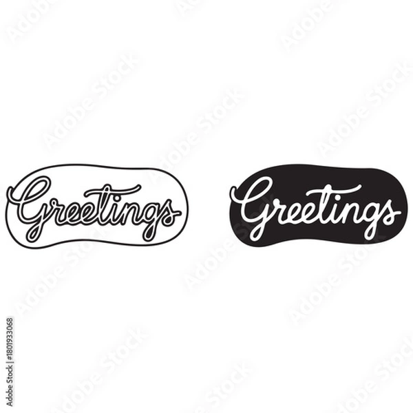 Fototapeta Stylized Greetings Lettering in Script Font with Outline and Solid Background Variations