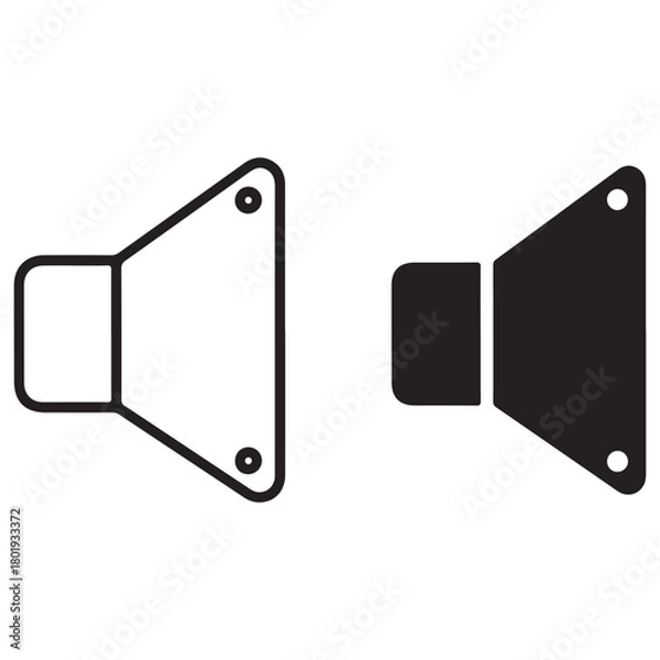 Fototapeta Two Stylized Speaker Icons, One Outline, One Filled